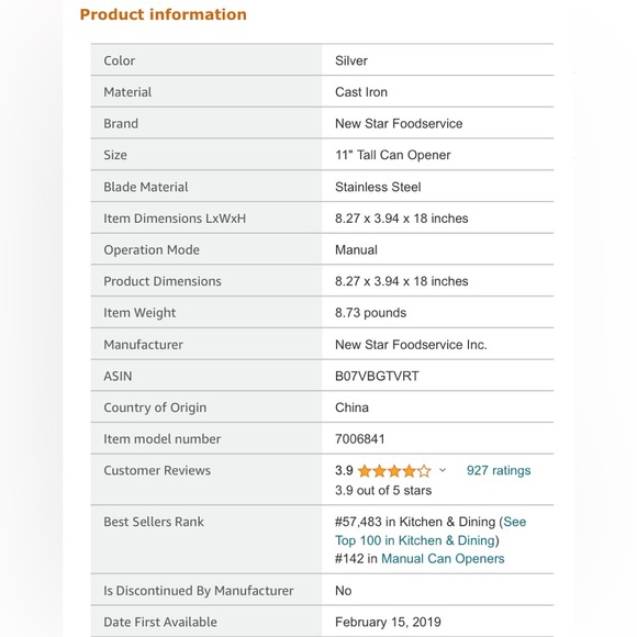 Industrial Manual Can Opener New Star Foodservice 7006841 Commercial Can Opener - Picture 11 of 11